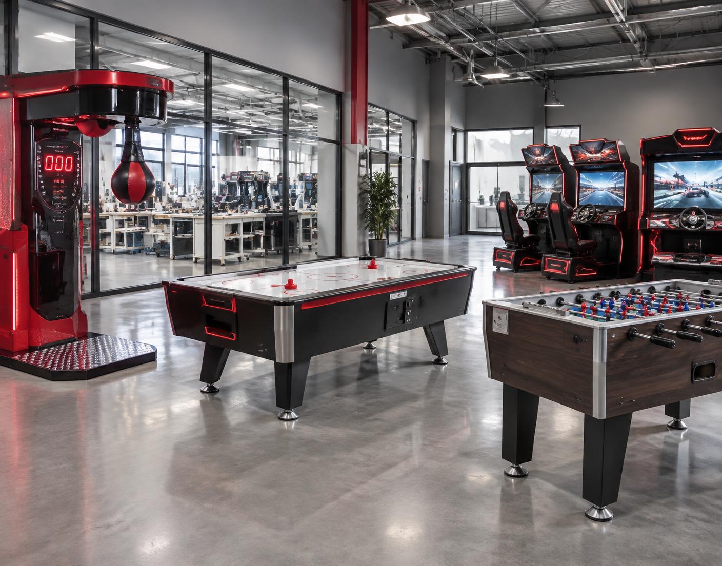 TD Arcade Machines production facility and completed products